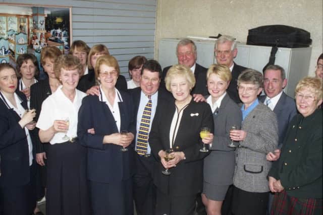 The 1998 photo showing the retirement of two Sunderland shopworkers who had goven a combined service of 104 years to Joplings.