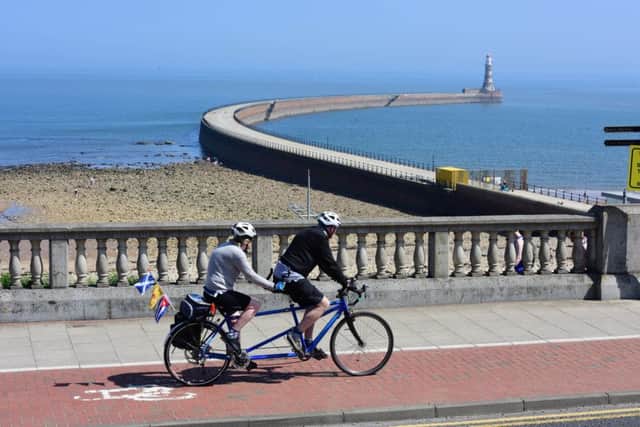 Cyclists at Roker Beach.