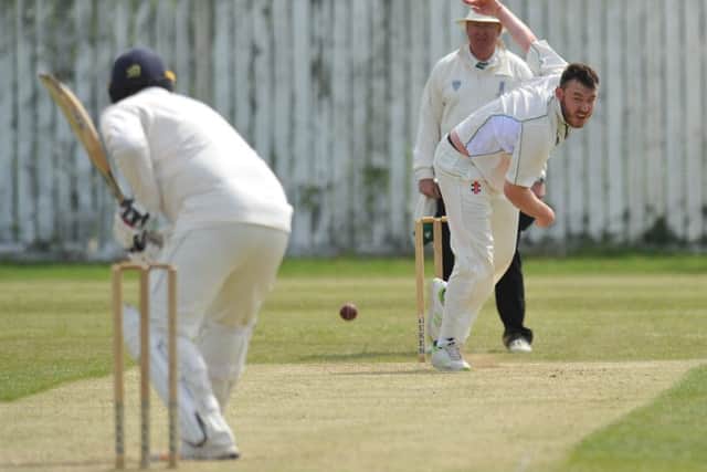 Boldon bowler Nick Sampson-Barnes attacks against Washington on the way to a three-wicket haul last week. Picture by Tim Richardson.