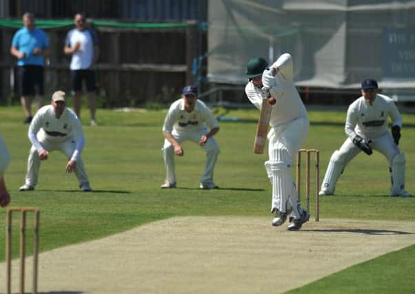 Hetton Lyons batsman Stu Walker defends against Whitburn on Saturday. Picture by Tim Richardson