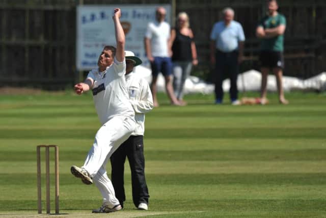 Whitburn bowler Craig Smith powers in at Hetton Lyons on Saturday. Picture by Tim Richardson