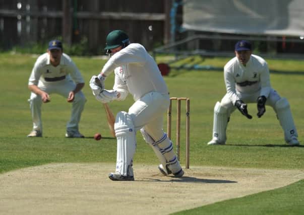 Hetton Lyons batsman Stu Walker defends against Whitburn last weekend. Picture by Tim Richardson