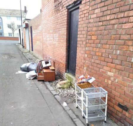 Rubbish left in Tower Street West in Hendon, Sunderland.