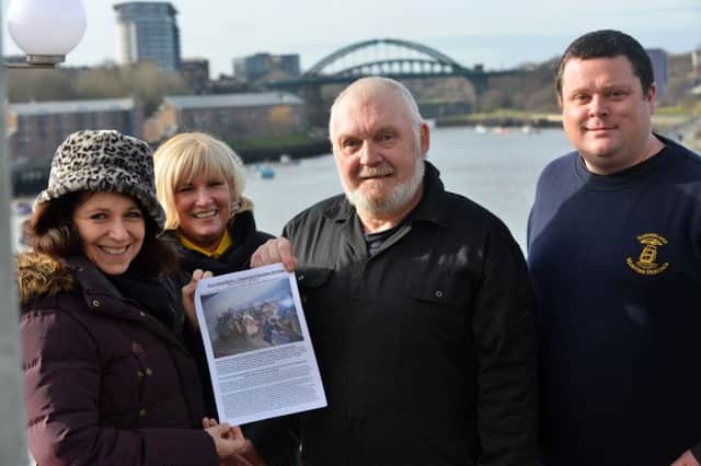 The Joseph Hodgson blue plaque campaign. 
From left, MP Julie Elliott, the Boar's Head's  Lisa Fairweather and Chris Carolyn and Nick Simpson from Sunderland Maritime Heritage.