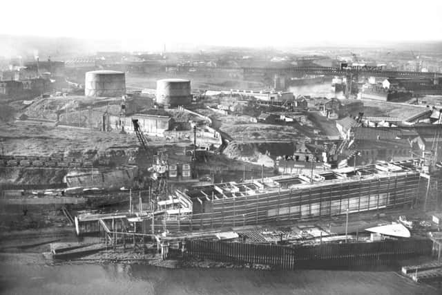 Industrial Sunderland including the Wear and a shipyard in the early 1960s.