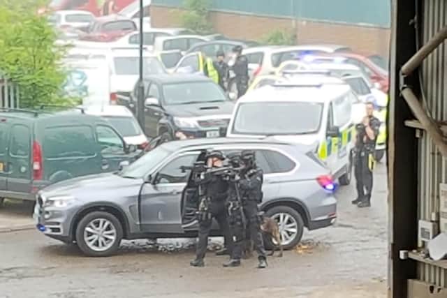 Police on the scene at New Herrington Industrial Estate. Photo ans video by DH9 Photography.