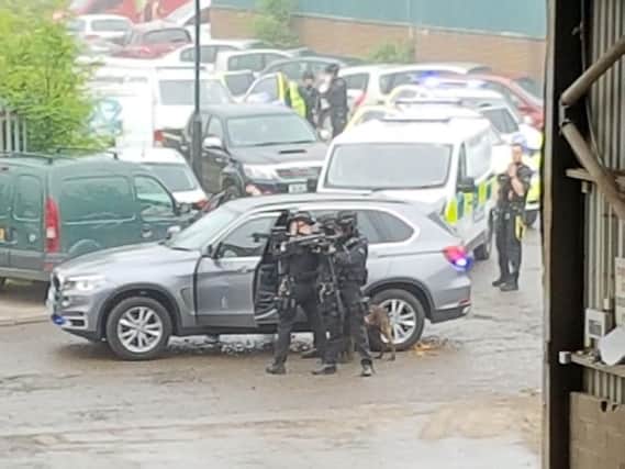 Police on the scene at New Herrington Industrial Estate. Photo and video by DH9 Photography.