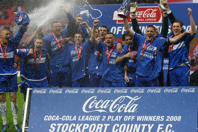 Stockport's bad run stretching from 1992-94 ended with a win against Wycombe in the League Two play-off final.